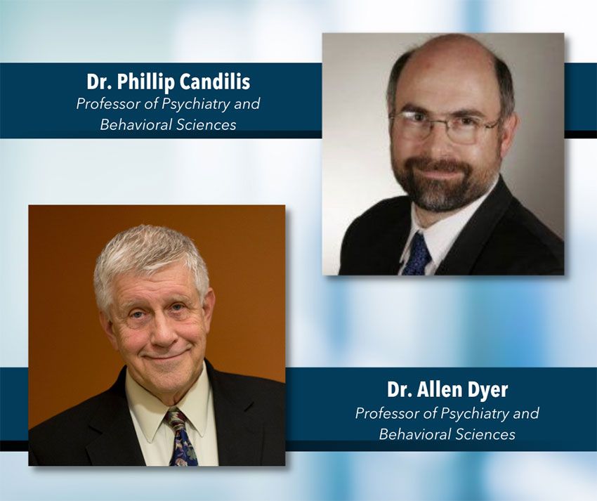 Drs. Phillip Candilis and Allen Dyer shown together in separate portraits