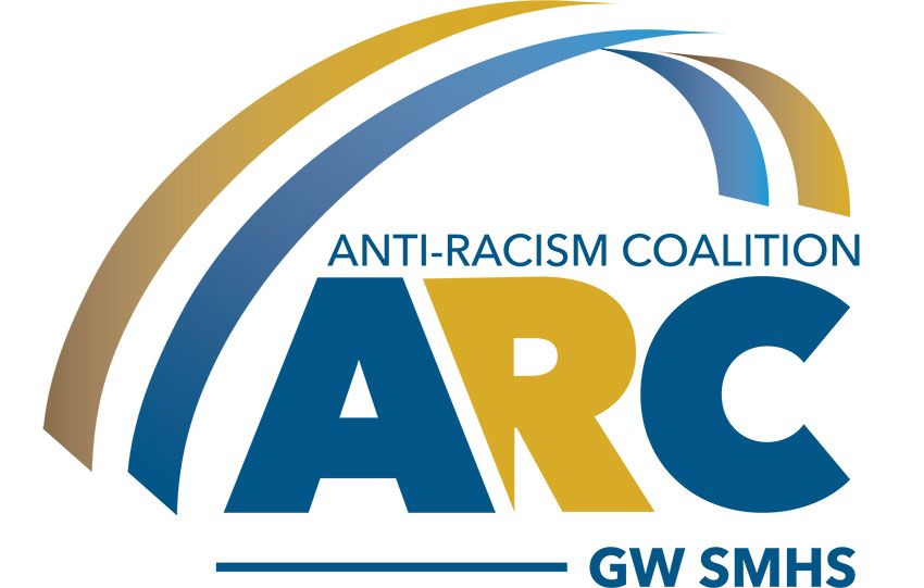 Anti-Racism Coalition ARC GW SMHS | Two yellow and blue bands arching over the large letters ARC