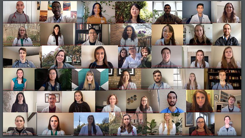 Image collage of medical students speaking out against climate change on video