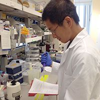 Jay Lee working in a laboratory