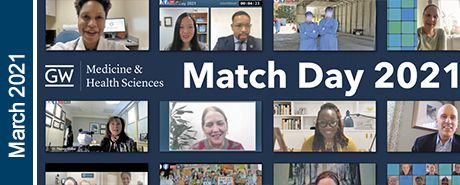 SMHS faculty and students on Zoom call squares | "Match Day 2021 | March 2021"