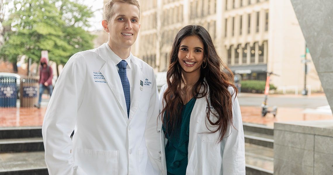 Wyn Dobbs and Shaitalya Sri Vellanki, MD, stand next to each other and smile