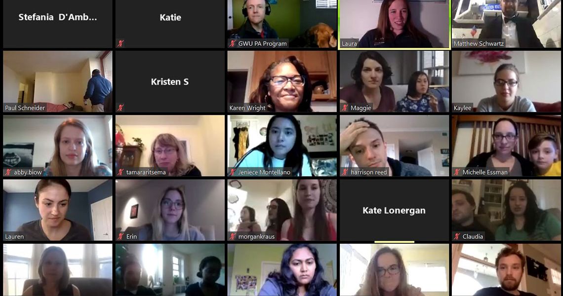 A Zoom video call screen with 25 participant panels 