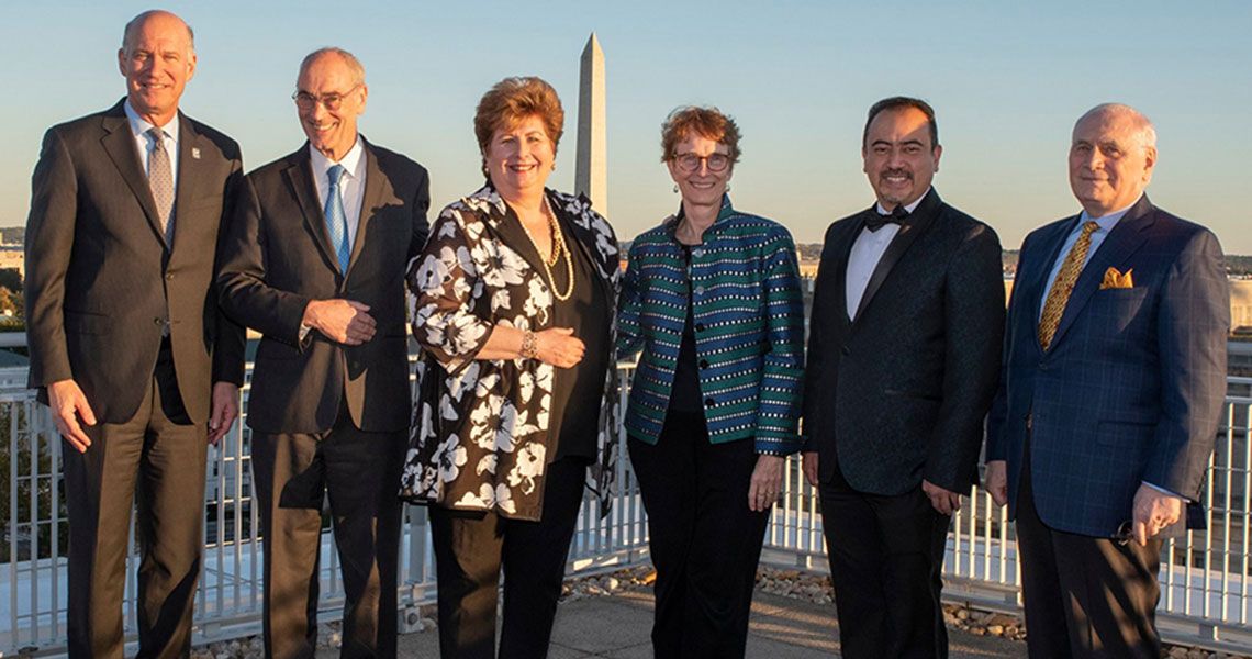 Leadership and award recipients stand at the GW Institute for Spirituality and Health's celebration 