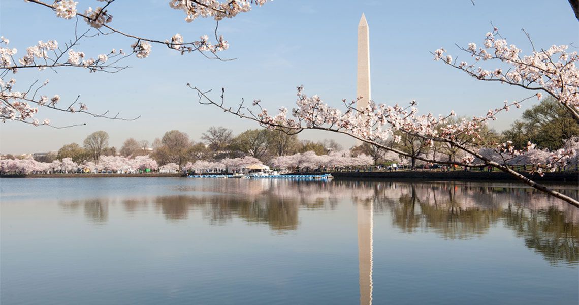 The Washington Monument and its reflection in the potomac river