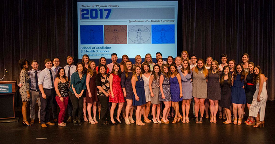 The Doctor of Physical Therapy Class of 2017 standing together on stage