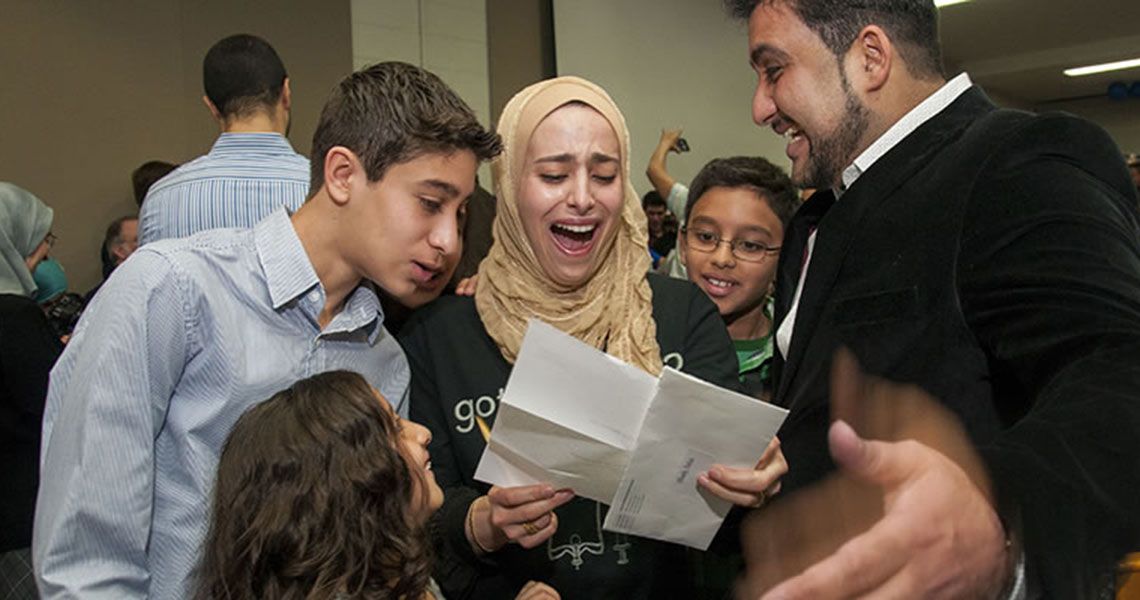 Dalya Elhady, MD ’15, celebrates being matched to her first choice residency program with her family.