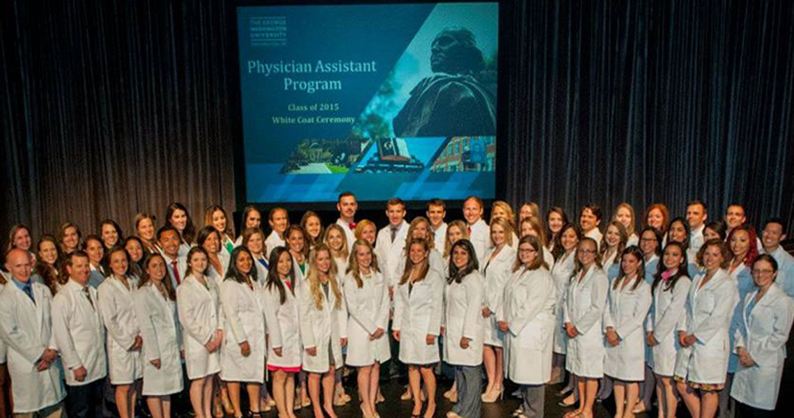 The PA Class of 2015 poses in white coats