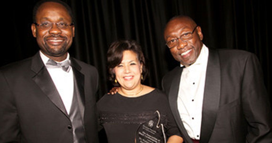 Gigi El-Bayoumi with two members of the Association of Black Cardiologists 