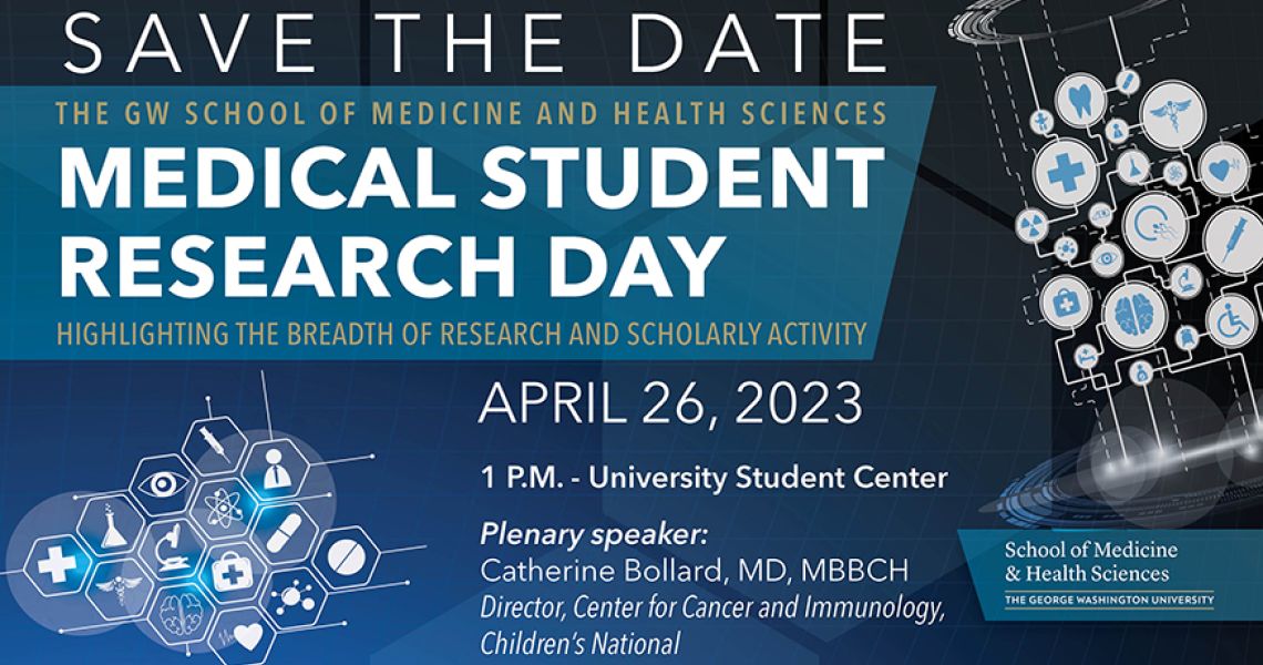 Save the date graphic for Medical Student Research Day