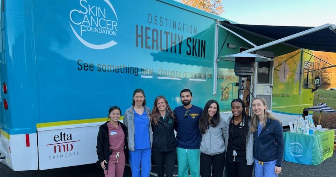 Volunteers outside the Skin Cancer Foundation