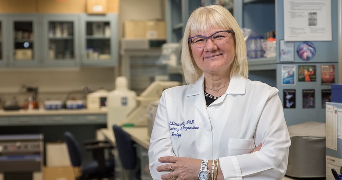 Anne Chiaramello, PhD, in lab