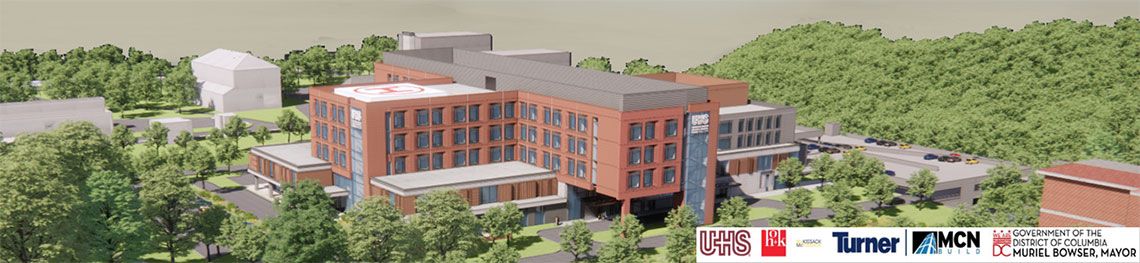Digital rendering of the new hospital at St. Elizabeths East