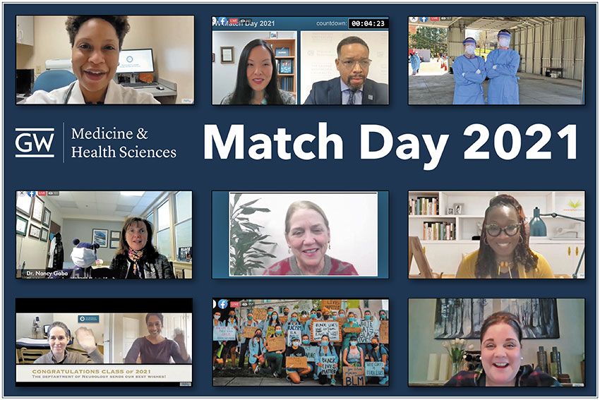 GW Medicine & Health Sciences Match Day 2021 | Composite of images from GW virtual match day event