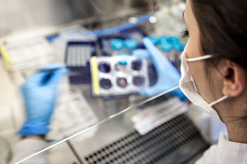 Researcher working in a lab