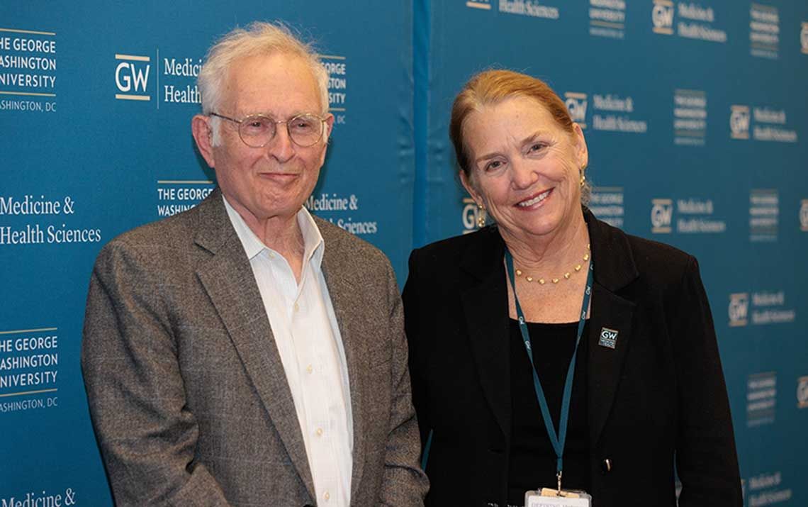 GW SMHS Professor Emeritus Jack Vanderhook with Dean Barbara Bass