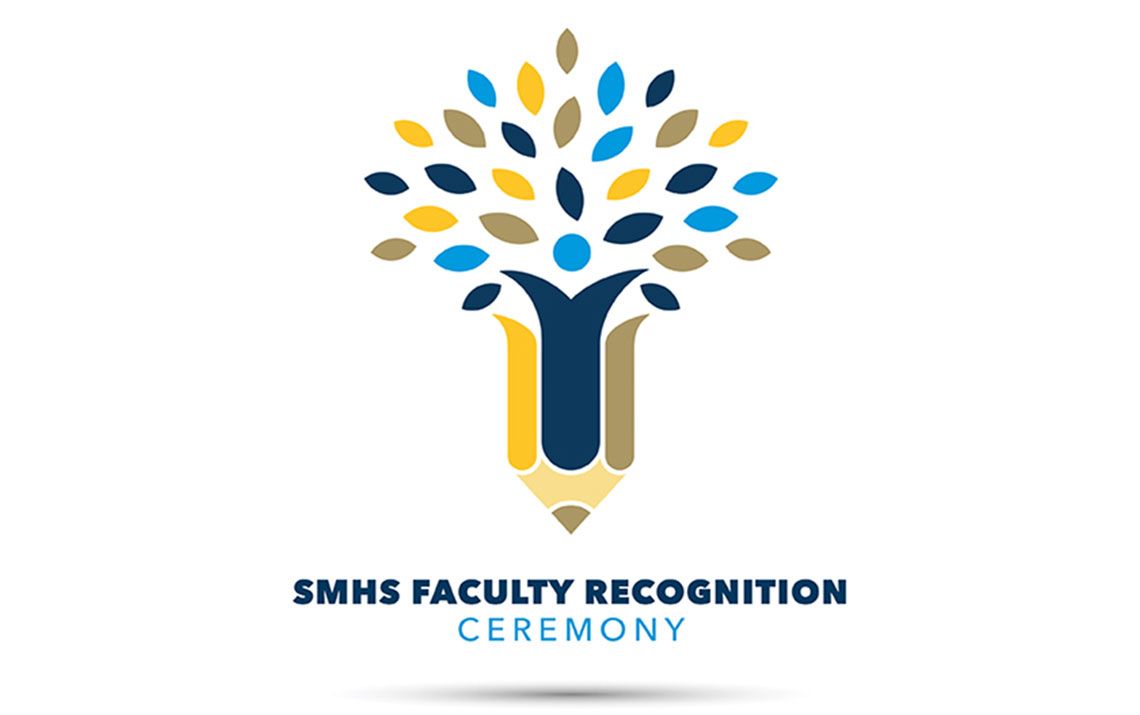A yellow, blue and grey pencil sprouting into a tree | "SMHS Faculty Recognition Ceremony"