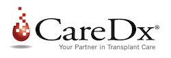 Pixelated red droplet | "CareDx - your partner in transplant care"