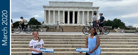 Two SMHS students posing in front of the Lincoln Memorial | "March 2020"