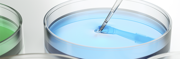 petri dish with blue liquid