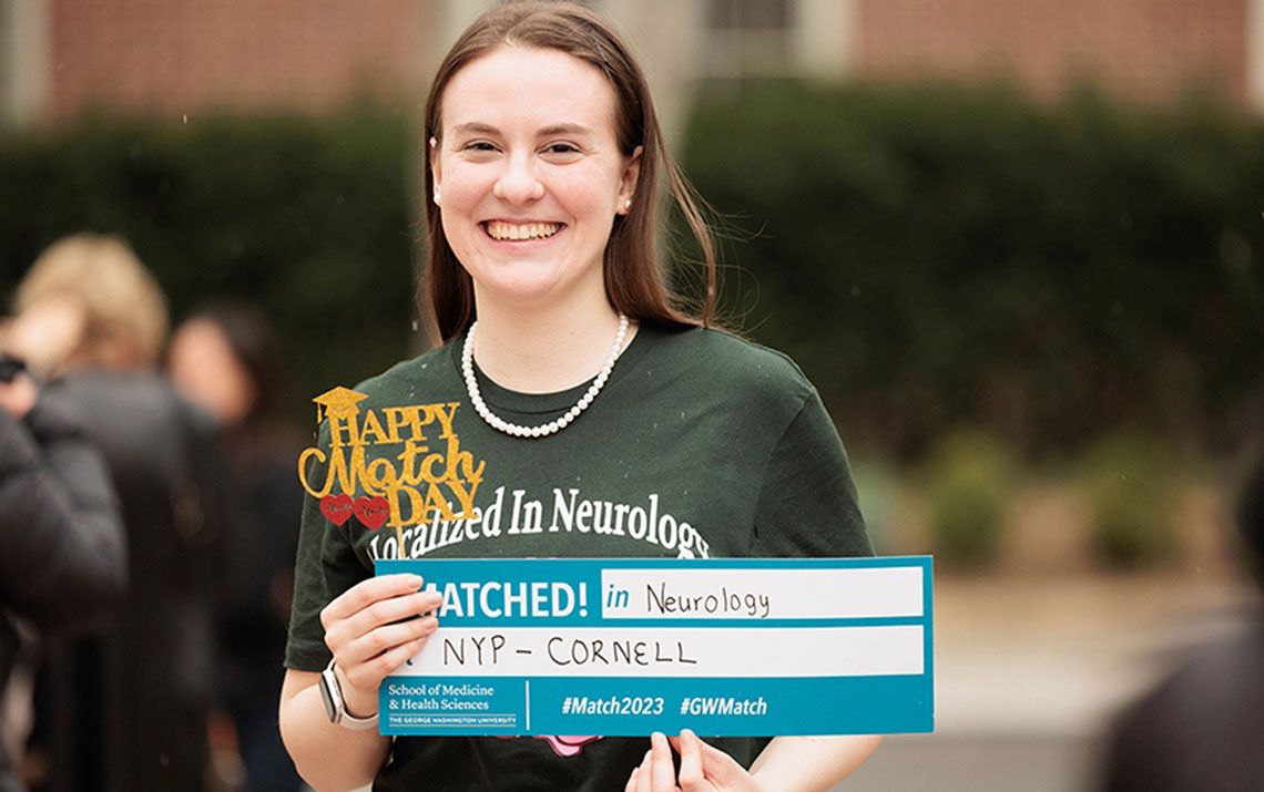 Student showing where she matched, Cornell neurology
