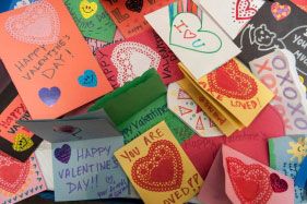 A pile of hand-made valentine's day cards