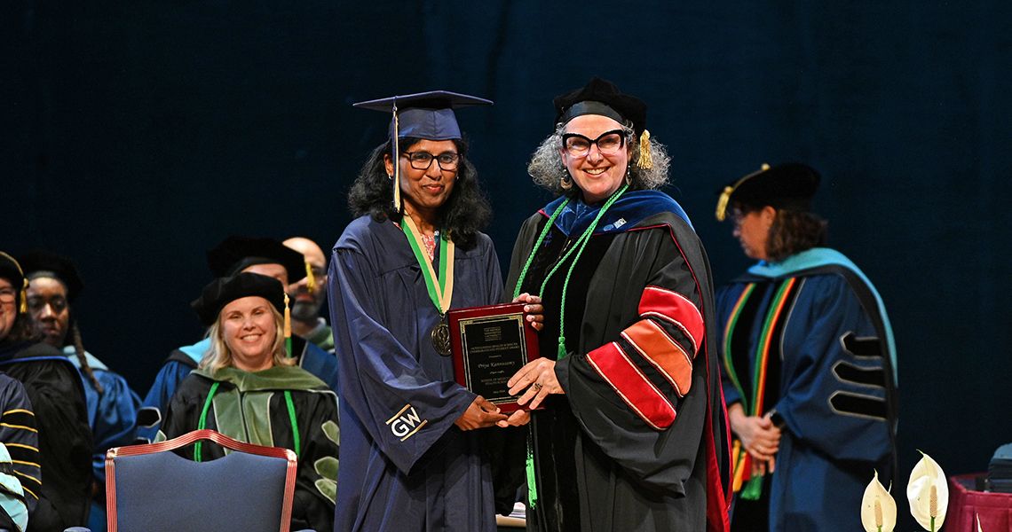 Outstanding Undergraduate Student Award winner Priya Kannusamy, with Leslie Davidson, PhD, OT/L