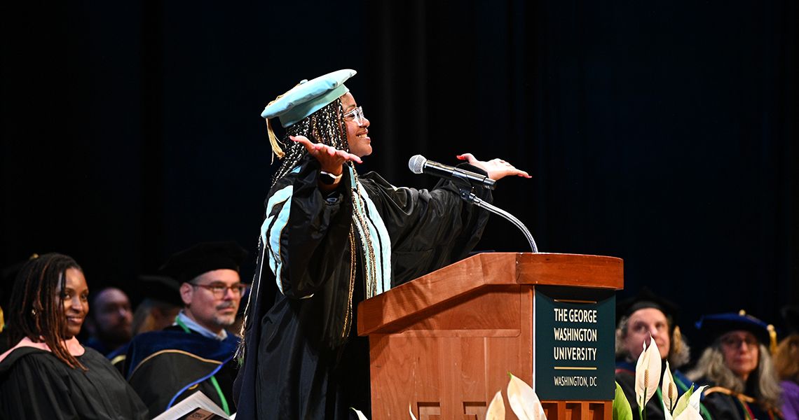 Assistant Professor of Clinical Research and Leadership Maranda Ward at podium