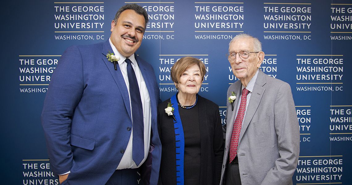 From left, Daniel Carrera with Ruth and Sy Perlin