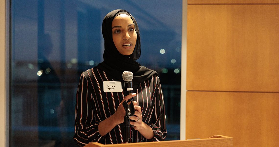 Fatima Elgarguri, PA-C/MPH ’24, addresses what award meant to her