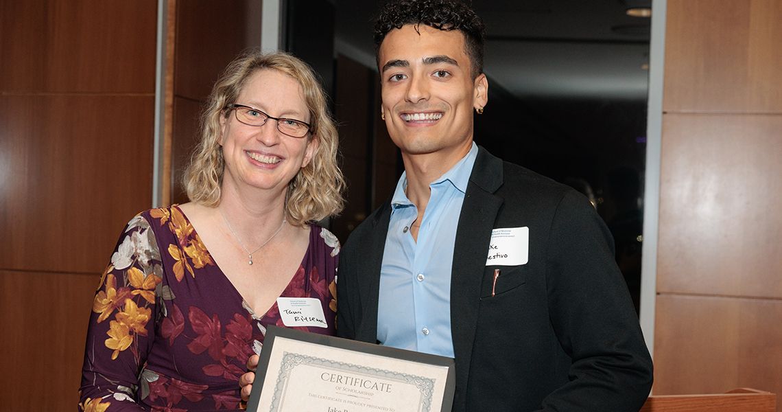 Tamara Ritsema, PhD, MPH, PA-C, left, with Jake Restivo