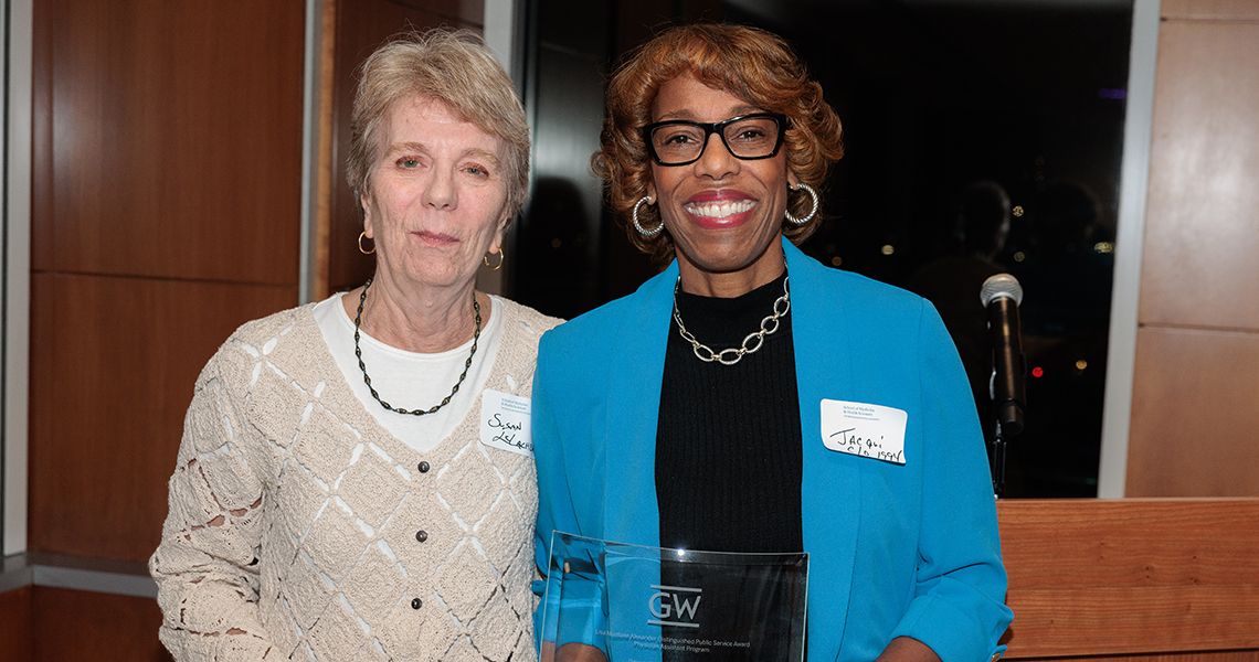 Susan LeLacheur, DrPH, PA-C, left, with Jacqueline S. Barnett, DHSc, MSHS ’02, PA-C ’94