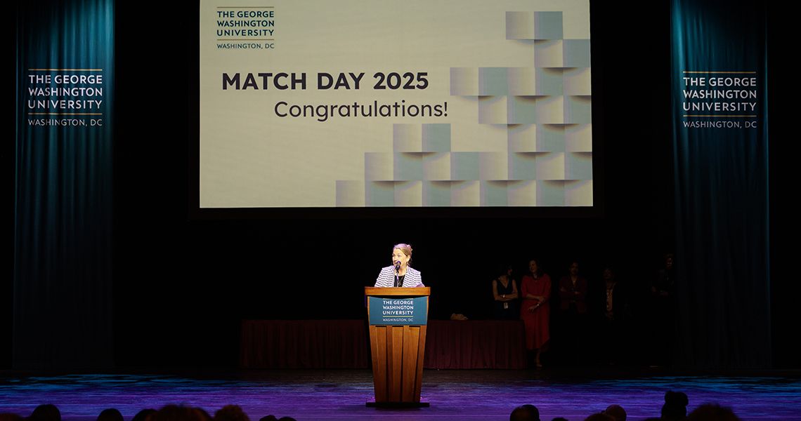 Dean Barbara Bass, MD, speaks at Match Day celebration