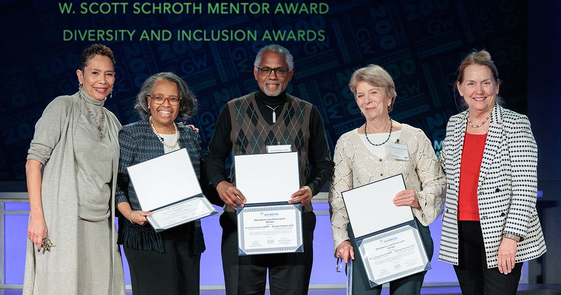 Diversity Award winners with deans Haywood and Bass