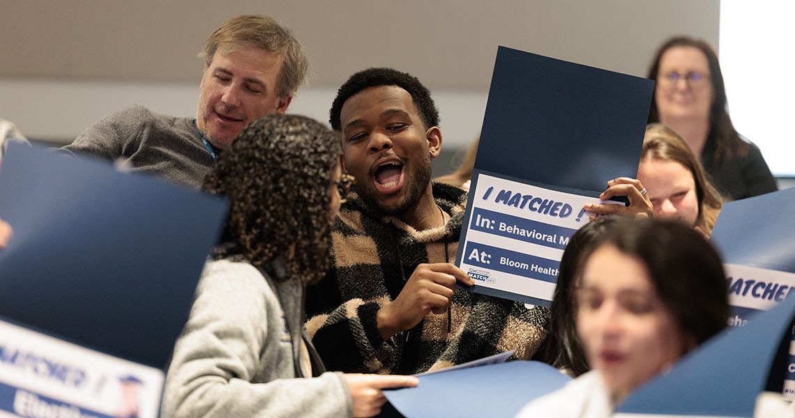 Students celebrate their rotation matches