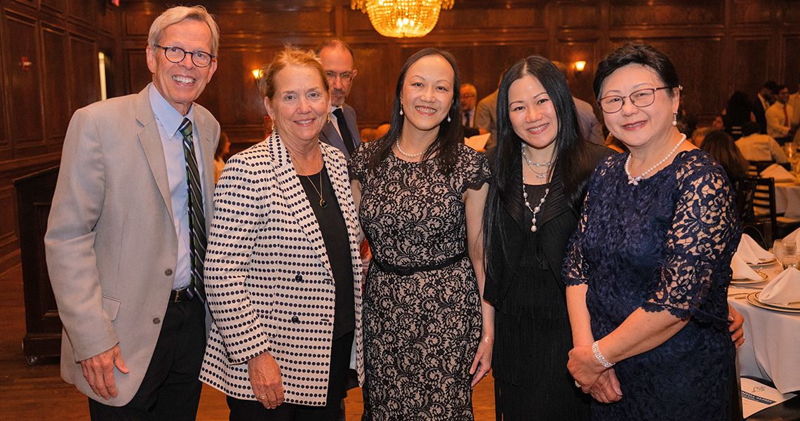 Center, Dean Barbara Bass, MD, with honoree Juliet Lee, MD, RESD ’02
