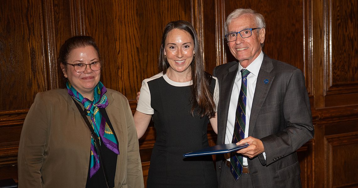 Center, Megan Quintana, MD, with Liappis (left) and Wasserman (right)