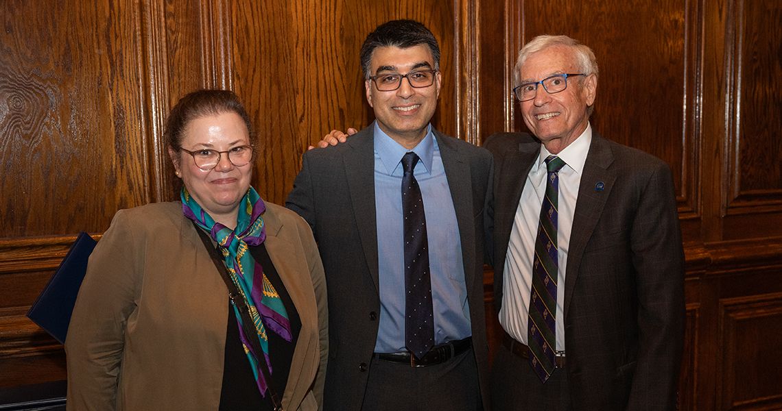 Center, Neal Sikka, MD, RESD ’03, with Liappis (left) and Wasserman (right)