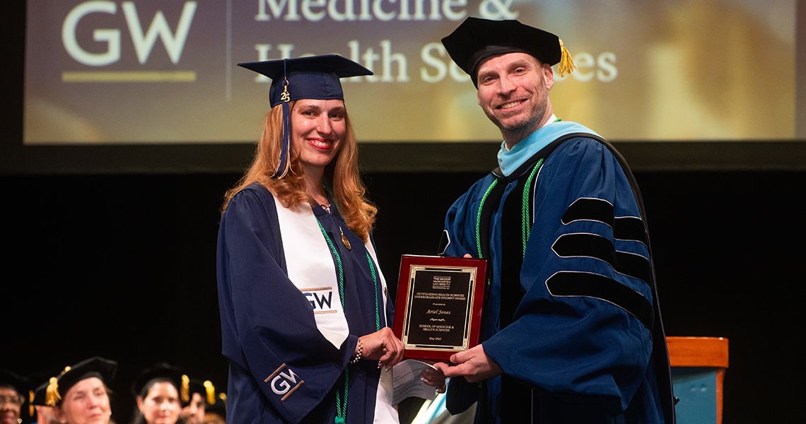 GW SMHS Health Sciences student Ariel Jones receives award at Health Sciences celebration