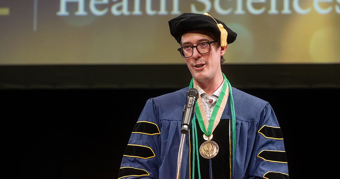 GW SMHS Health Sciences student Robert Baillieu, MD, MPH, receives award at Health Sciences celebration