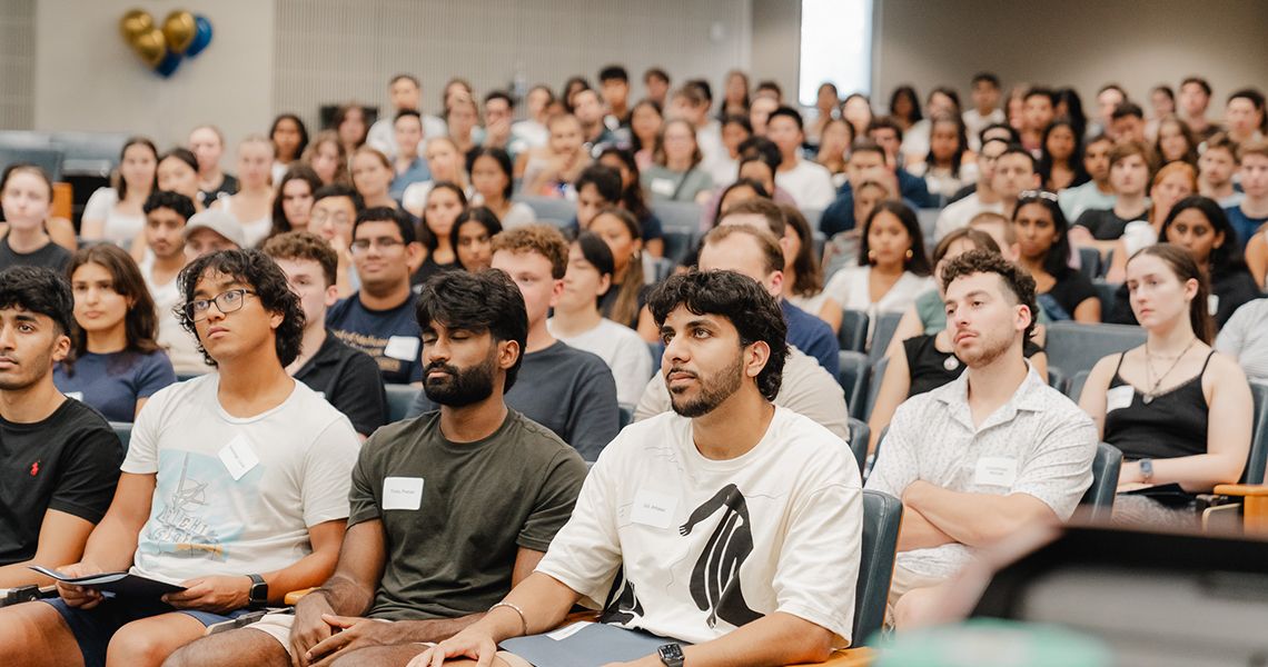 MD Class of 2029 listens intently during professionalism lecture