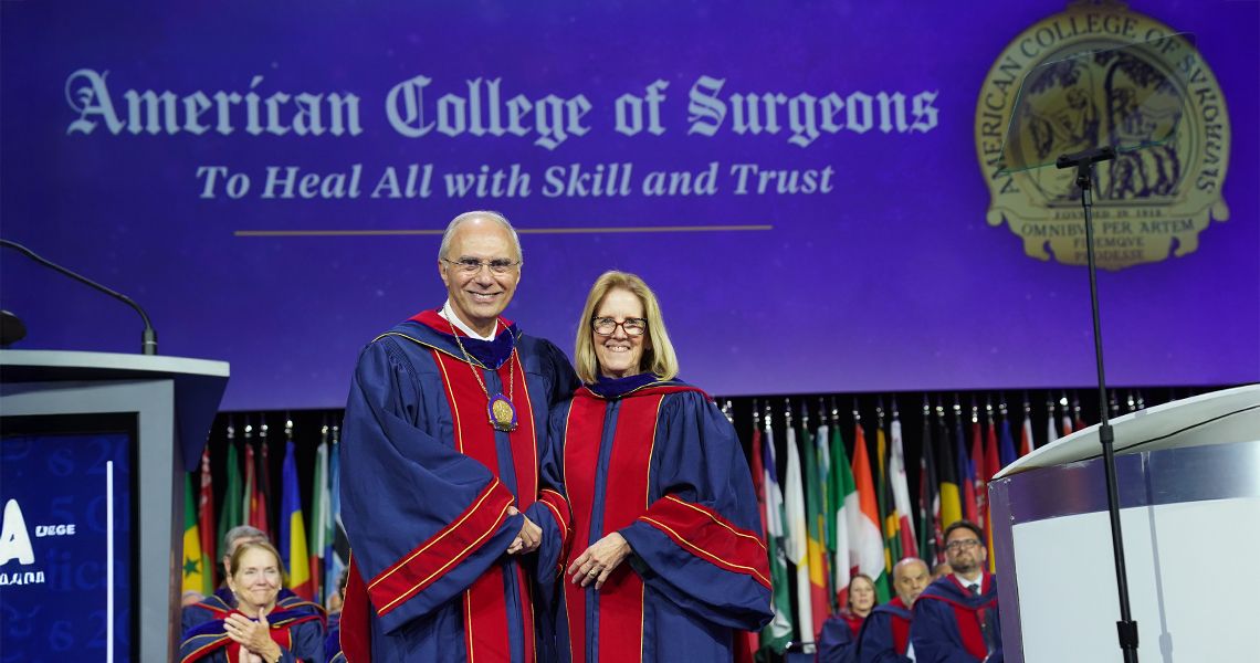 Sidawy on stage inducted as ACS president