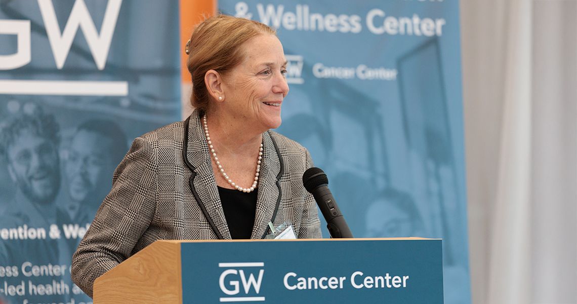 Barbara Lee Bass, MD, FACS, vice president for health affairs and dean of GW SMHS, speaks