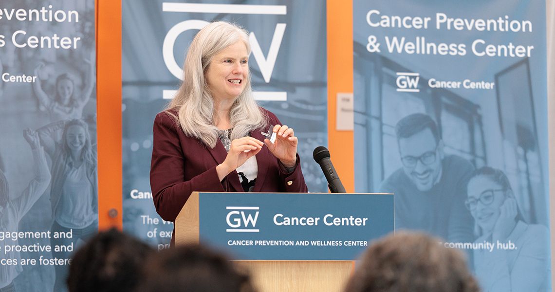 Julie Bauman, MD, MPH, Dr. Cyrus Katzen Family Director of the GW Cancer Center at the ribbon cutting