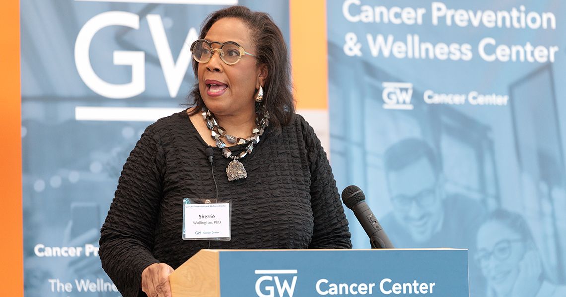 Sherrie Wallington, PhD, associate center director for community outreach and engagement, addresses the audience
