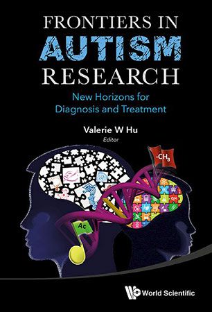 Frontiers in Autism Research | Two silhouette heads with puzzle piece and dna symbology filling in their brains