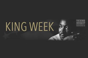 "King Week" | Dr. Martin Luther King, Jr. gazing to the left and grasping his hands together