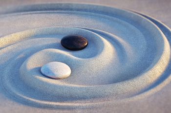 Stones in a Zen rock garden representing yin and yang