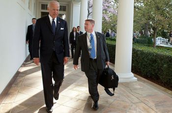 President Biden walking with Dr. Kevin O'Connor at the White House