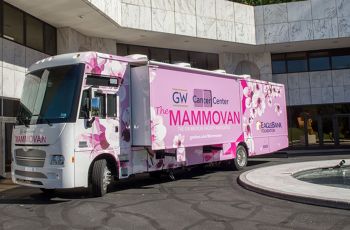 The pink GW Cancer Center Mammovan